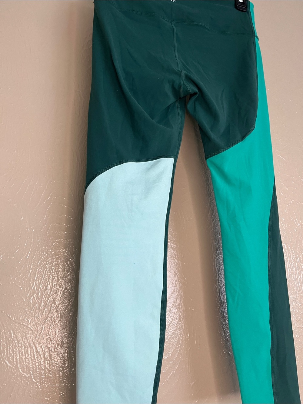 Athleta Dark Green Leggings with Teal and Light Mint Panels - Picture 2 of 3